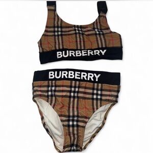 Burberry Logo Print Vintage Check Bikini